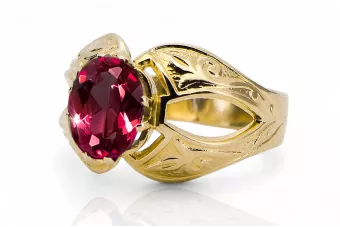 14K Yellow gold Ruby Ring Vintage style vrc135y